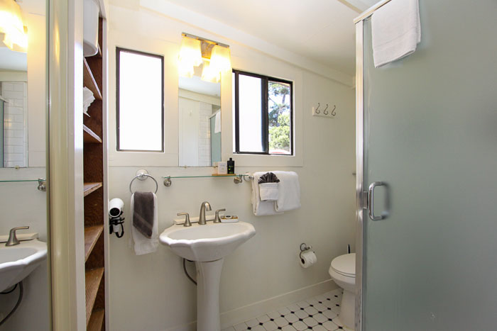 bathroom with shower and sink